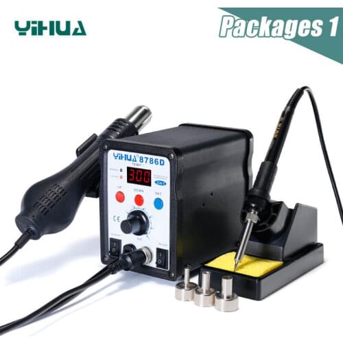 YIHUA 8786D Rework Station Digital Display Iron Soldering Stations SMD Hot Air Gun Soldering Station