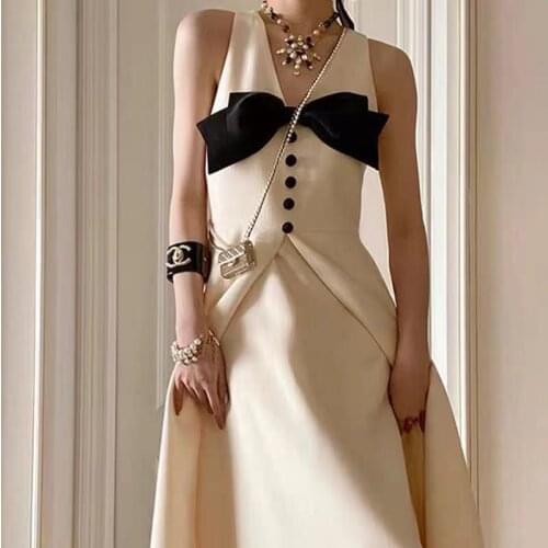 French Famous Brand Retro Temperament midi dress Luxury Elegant High-Quality Party Dress 2021New Fashion Bow Princess Vestidos