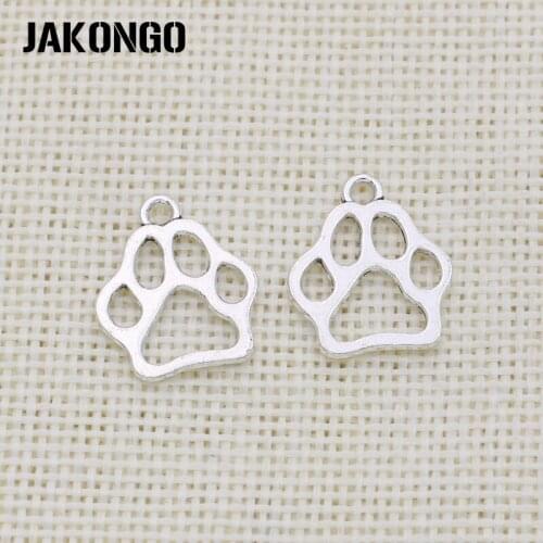JAKONGO Antique Silver Plated Bear Paw Charm Pendants for Jewelry Accessories Making Bracelet Findings DIY 20x17mm 20pcs/lot