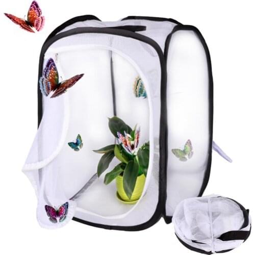 Breeding Cages Net Display Mesh Collapsible Zipper Stick Insect Butterfly Habitat Cage Housing Enclosure Butterfly Breeding Box