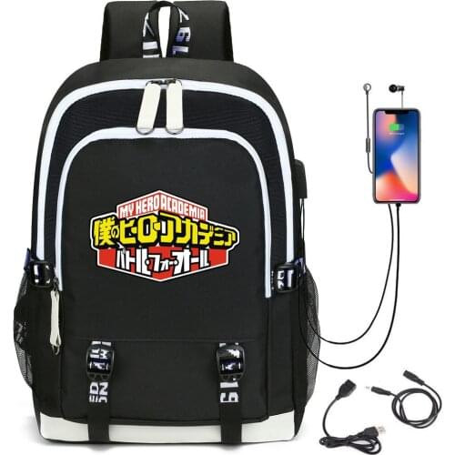 My Hero Academia Backpack Anime Character Deku Shoto Todoroki Print USB Large Capacity Bags Schoolbags Shoulderbags Travelbags