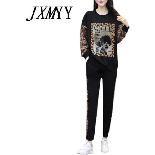 JXMYY Spring and Autumn Europe Station Sports Suit Women 2021 New Fashion Long Sleeve Sweater Casual Two-piece Trend