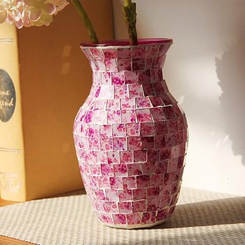 Nordic Pink purple glass vase mosaic flower vases for weddings terrarium hydroponic systems home decoration accessories