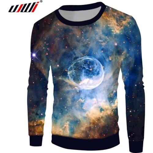 UJWI New Harajuku Style Space Galaxy Sweatshirt 3D Mens Pullovers Pastel Nebula Print Sweatshirts Hoodie Unisex Hip Hop Clothing