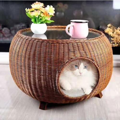 High-end Rattan Cat Litter Cat House Cat Delivery Room Pet Litter Closed Breathable And Comfortable Universal In All Seasons