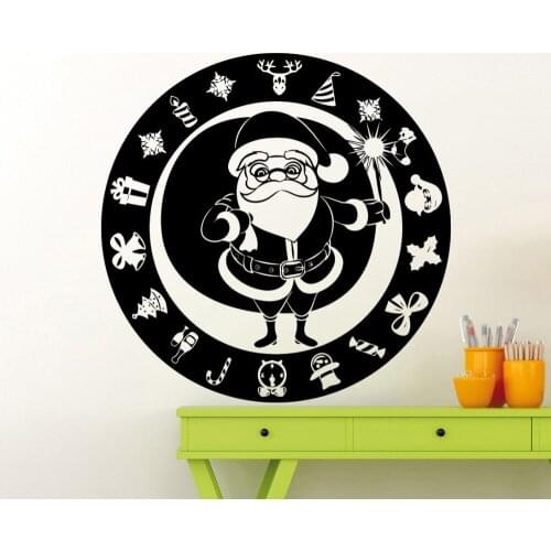 YOYOYU Santa Claus Happy New Year Wall Sticker Winter Holiday Home Children Room Interior Mural Cute Vinyl Wallpaper Q-12