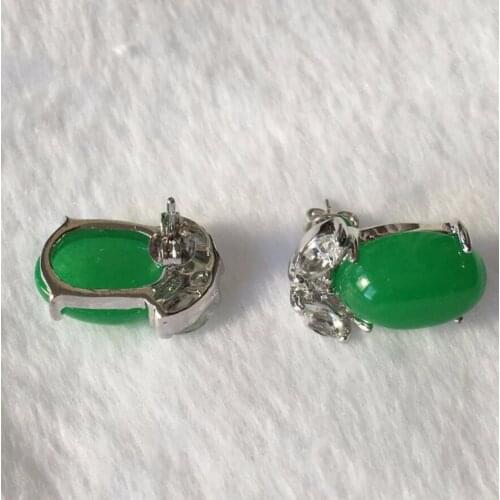 Ladys fine green Natural jade earring