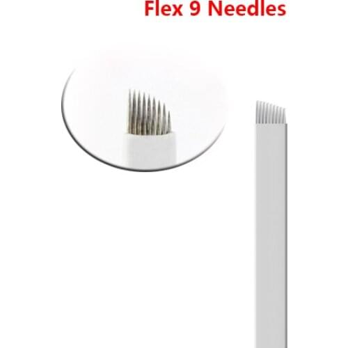 100pcs/pack Laminas Tebori Microblading 9 Pin Tattoo Needles Permanent Makeup Blade For 3D Eyebrow Embroidery Manual Tattoo Pen