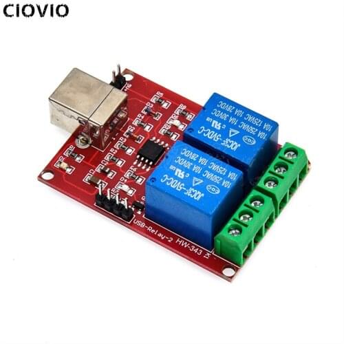 CIOVIO 2PCS USB Relay Module 2 Channel 5V PC Intelligent Drive Control Board Switch Free Drive USB Computer Control Relay Module