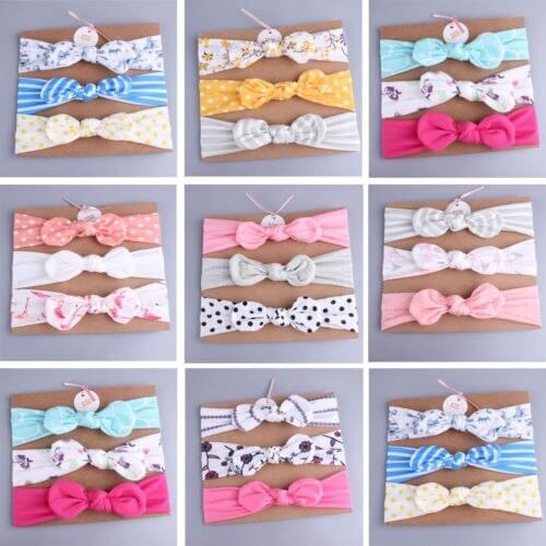 3pcs/Lot Newborn Headband Cotton Elastic Baby Print Floral Hair Band Girls Bow-knot