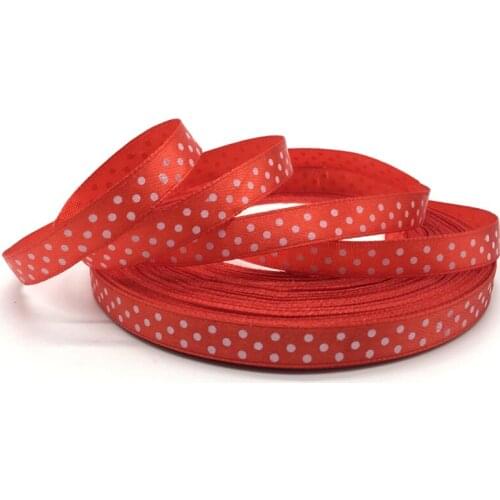 5yards/lot 3/8"(10mm) Red Printing Dots Satin Ribbon Printed Polyester Ribbon DIY Bow Hair Wedding Handmade Materials