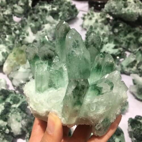550g natural crystal mineral green ghost crystal cluster energy healing