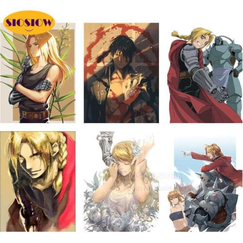 5d Diamond Embroidery Japanese Anime Fullmetal Alchemist Edward Fanart Diamond Painting Cross Stitch DIY Posters Gift Decor Room
