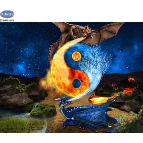 Ying yang dragon 5d Diamond embroidery,cartoon,diy diamond Painting rhinestone 3D picture cross stitch pattern Home decoration