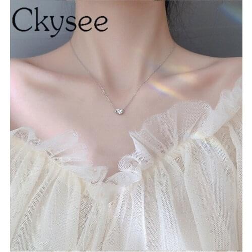 Ckysee News Real 925 Sterling Silver Necklace Double-Sided Love Necklace For Fashion Women Minimalist Fine Charms Fine Jewelry