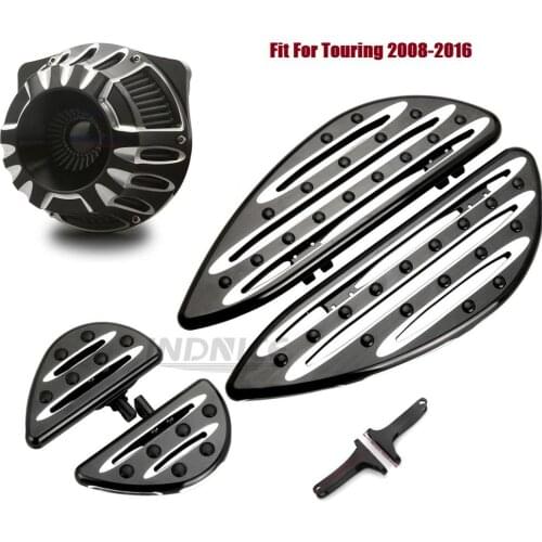 Black Driver Passenger Floorboards Air cleaner Filter Fit For harley 2008-2016 FLHX Street road king electra Glide FLHT FLHR FLT
