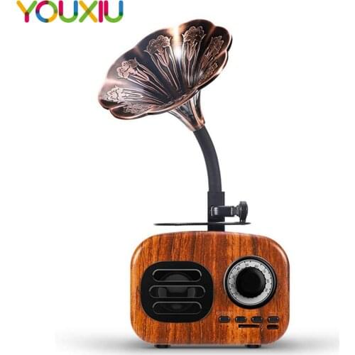 Retro Wood Portable Mini Bluetooth Speaker Wireless Loudspeaker Outdoor Speaker Sound System TF FM Radio Music Subwoofer