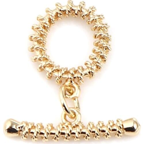 DoreenBeads Copper Toggle Clasps Circle Ring Gold Color DIY Making Bracelets Necklace Women Jewelry Findings 21mm x 19mm, 2 PCs