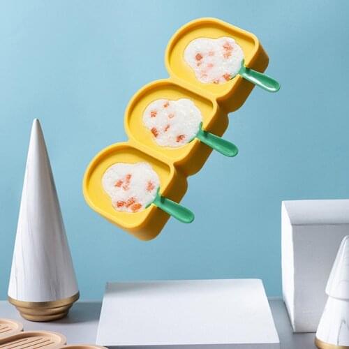 Ice Making Mold Healthy Stable Nice-looking 3 Grids Ice-lolly Mould Jelly Form Making Mould for Home