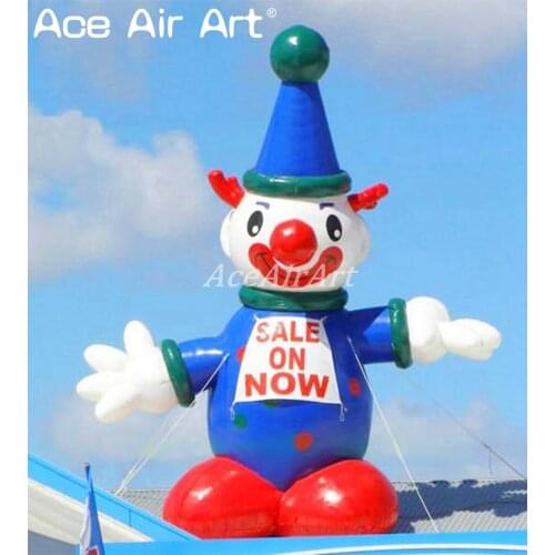 Giant hot sell blue inflatable cartoon character inflatable circus clown model replica with air blower for sale