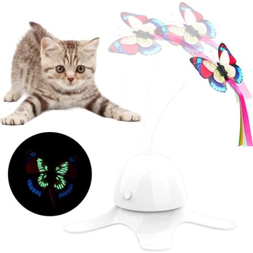 Cat Toys Funny Exercise Toy Electric Rotating Kitten Toys With Butterfly Boring Interactive Pet Toy