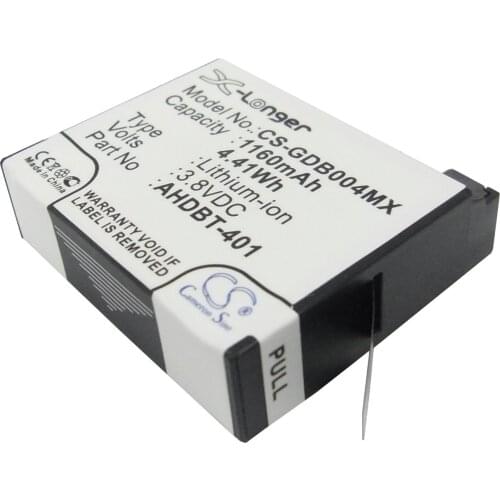 CameronSino for GOPRO Hero 4 Hero 4 Black Hero 4 Silver Hero 4+ 335-06532-000 AHDBT-401 battery