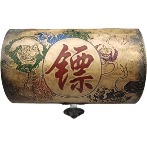 Chinese Old Copper Collection Double Lion Dart Jewelry Box