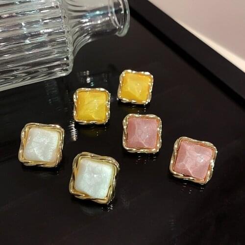 Candy Color Acrylic Square Stud Earring Luxury Simple Fashion Geometric Earring for Women Korean New Design Jewelry