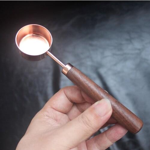 15ml gram spoon milk tea shop tools coffee powder milk powder measuring spoon Walnut handle stainless steel measuring spoon