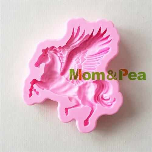 Mom&Pea 1288 Free Shipping Pegasus Silicone Mold Cake Decoration Fondant Cake 3D Mold Food Grade