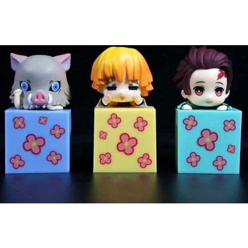 Demon Slayer Q Version Tanjiro Nidouzi My Wife Zenyi Inosuke Party Color Box Hand-made Car Model Ornaments