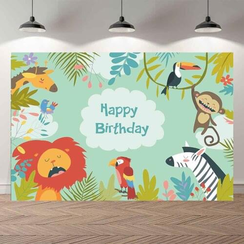 NeoBack Safari Forest Lion Zebra Animals Baby Shower First One Year Boys Girl Birthday Party Photography Backdrop Background