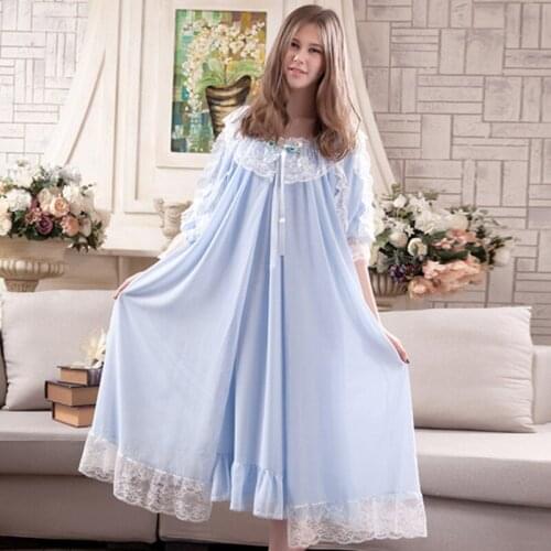Romantic Night Gowns Robe Sets Women Autumn Lace Cotton Vintage Nightgowns Victorian Long Night Dress Pijamas Princess Sleepwear