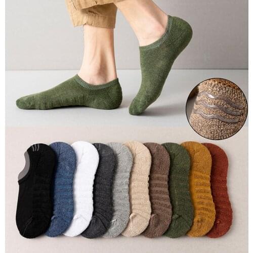 10pairs Men ankle socks silicone skidproof Odor proof boat socks retro 10 color black business casual woollen loop socks NEW