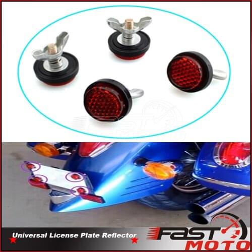 2X/4X Bolt On Tail Number Plate Reflective 20mm Red License Plate Reflector Motorcycle Round Safety Rear Indicator Reflectors