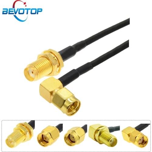 SMA to Elbow SMA / RP-SMA Male Right Angle Extension Cable RG174 Pigtail RF Coaxial Jumper WIFI Router Antenna Adapter Cable