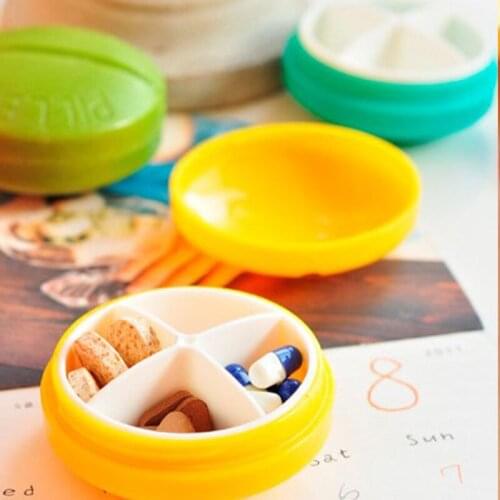 Portable mini oval 4 divided pill box portable chewing gum box divided pill box Small practical gift storage box
