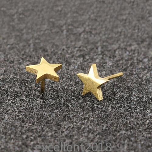 Stainless Steel Polish Star Allergy Free Elegant Stud Earrings for women men