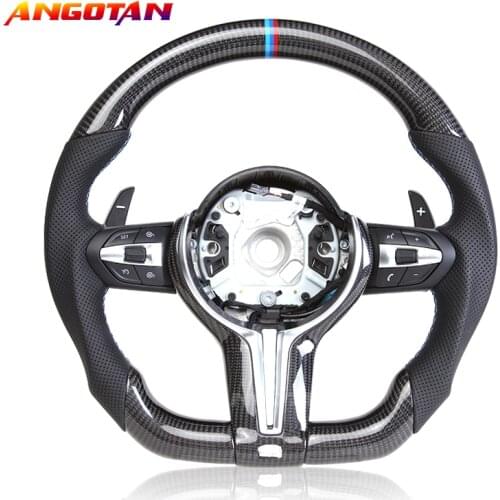 Sports Steering Wheel Fit For BMW M5 Series X1 X2 X3 X4 X5 X6 Carbon Fiber Perforated Leather Car Steering Wheel