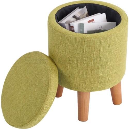 Solid wood storage stool simple living room storage stool sofa stool creative shoes stool household round stool
