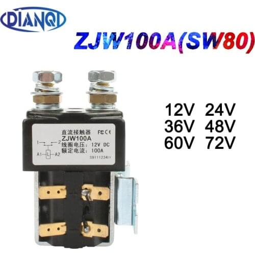 SW80 12V 24V 36V 48V 60V 72V 100A NO style DC Contactor ZJW100A for motor forklift electromobile grab wehicle car winch