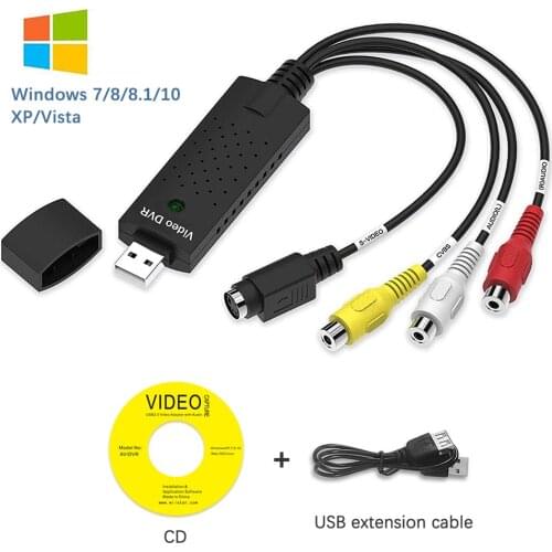 USB 2.0 Video Easy cap VHS to Digital Converter Audio Capture Card VHS Box VHS VCR TV to Digital Converter for Win 7/8/10