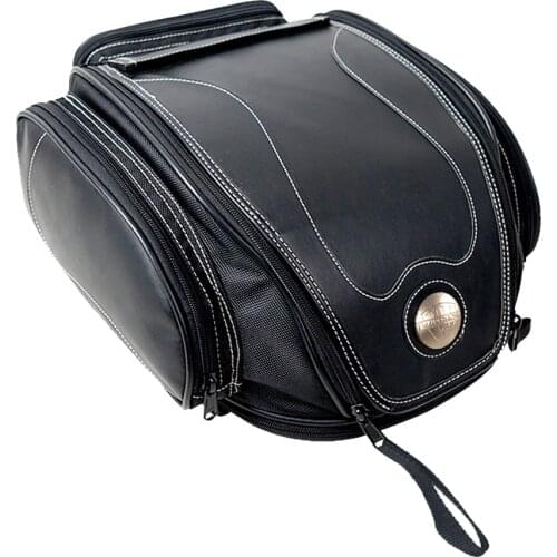 Large Capacity Retro Waterproof Motorcycle Leather Rear Seat Tail Bag Multifunctional Travel Pack