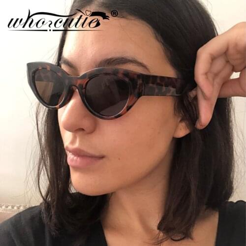 WHO CUTIE 2019 Oval Sunglasses Women Brand Designer Vintage Leopard Frame Oval Lens 90S Cat Eye Sun Glasses Sunny Shades OM561B