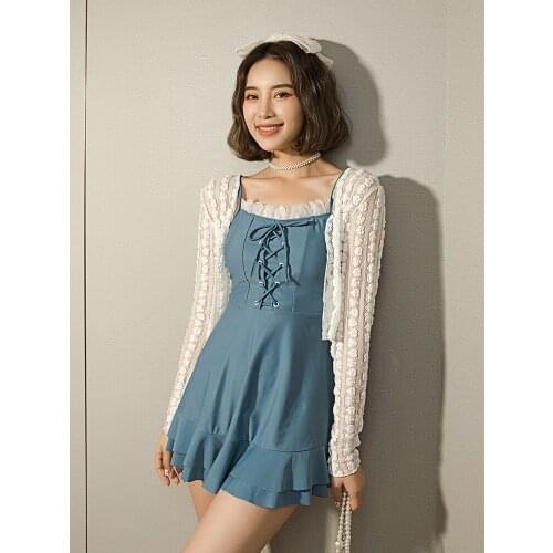 High Waist Swimwear One Piece Girl Sexy Swimsuit Push Up Sexy Swim Suits Vogue Womens Beach Bikini 2021 Korean Sweet Polyester