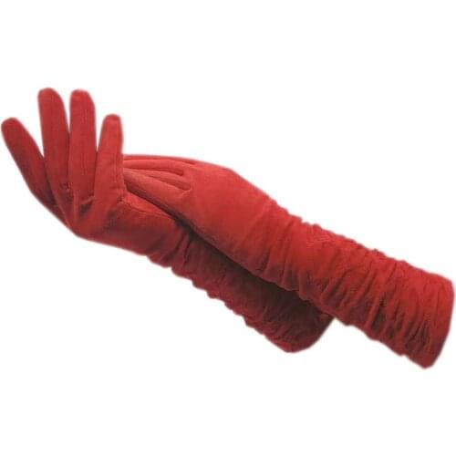 Winter Womens Gloves 35cm Fashion Leather Suede Long Gloves Long Arm Sleeves Red Brown Wine Red Sheepskin Suede 2020 Keep Warm