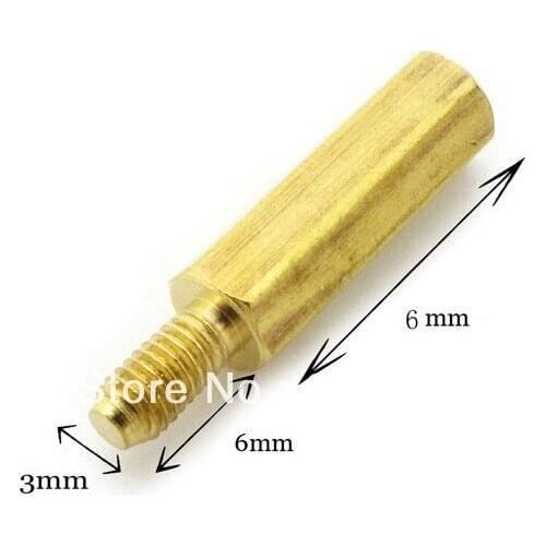 10pcs M3x 40+6mm Brass Hexagonal Threaded Spacers Hexagon Copper Post