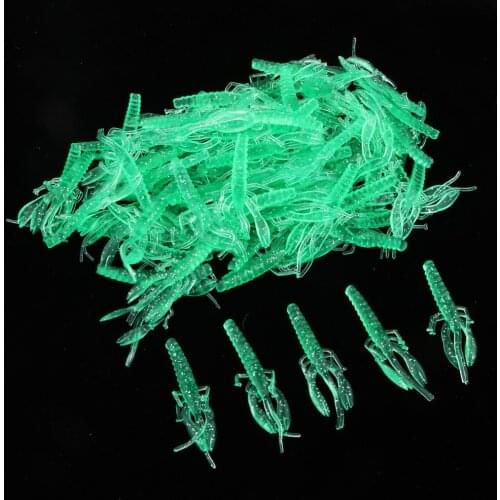 100 Pieces Soft Fishing Lures Grub Worm 5.5cm Shrimp Curly Silicone Baits Wobblers