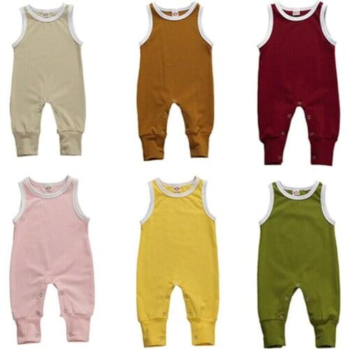 2020 Baby Summer Clothing Newborn Baby Boy Girl Sleeveless Romper Jumpsuit Sleeveless Solid One-Pieces Clothes