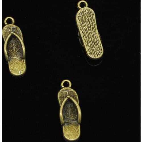 35pcs Antique Style Bronze Color slipper flip flops Pendants Findings Charms 21*7mm